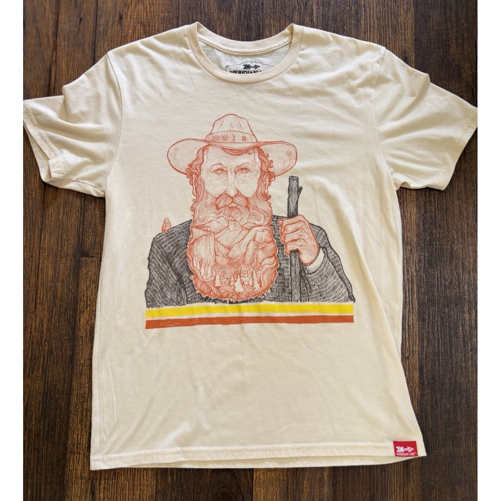 Men's Meridian Lane T-Shirt Beige American Gothic M Quaker Ranch Cowboy Farmer
